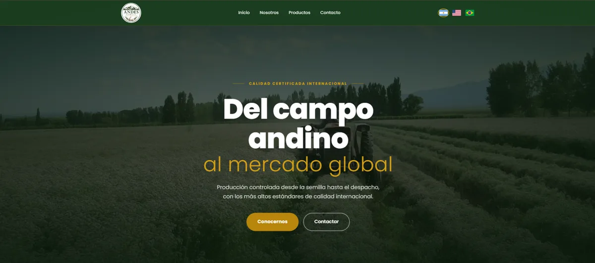 Andes Garlic Export: sitio web diseñado por Argentia Web Design