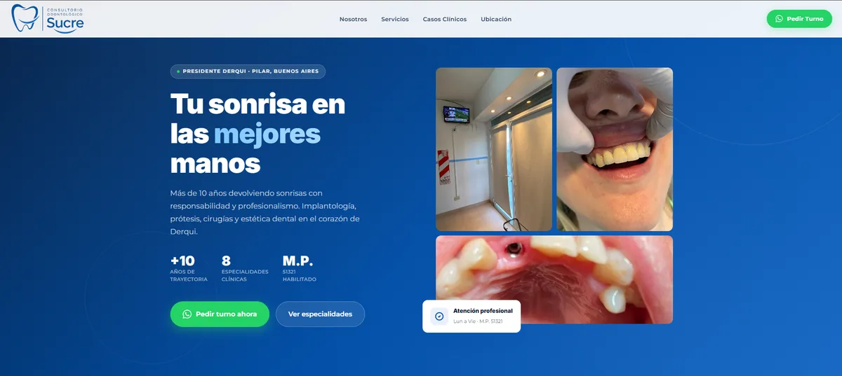 Consultorio Odontológico Sucre: sitio web diseñado por Argentia Web Design