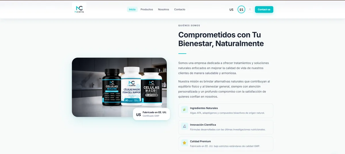 NCells: sitio web diseñado por Argentia Web Design