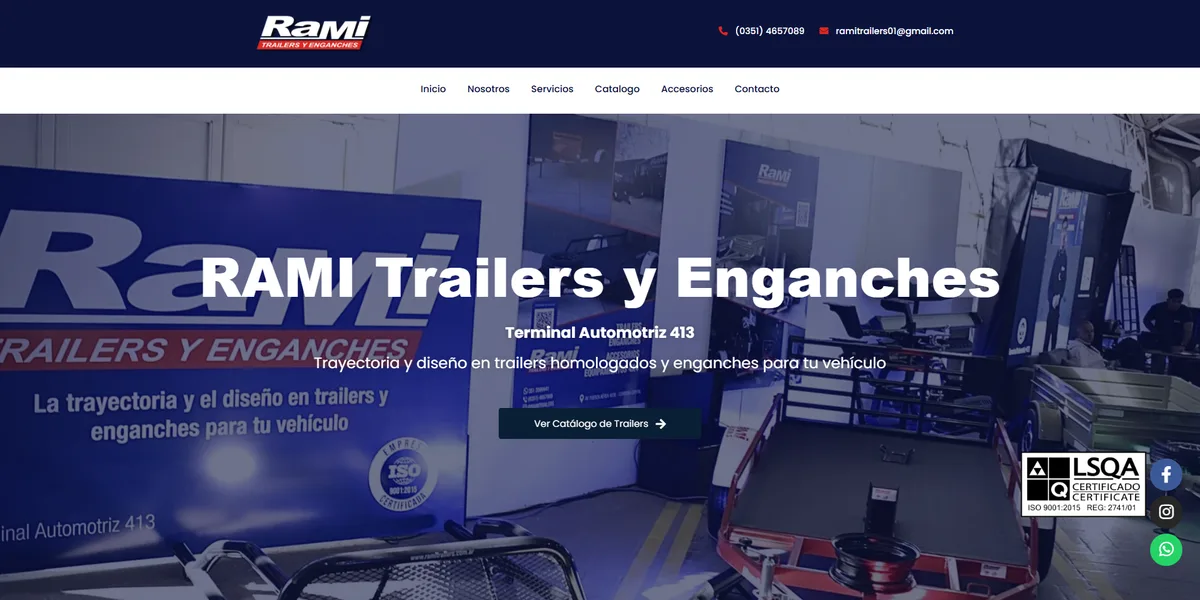 RAMI Trailers y Enganches: sitio web diseñado por Argentia Web Design