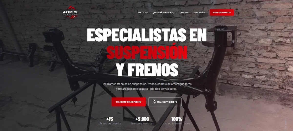 Adriel Suspensión: sitio web diseñado por Argentia Web Design